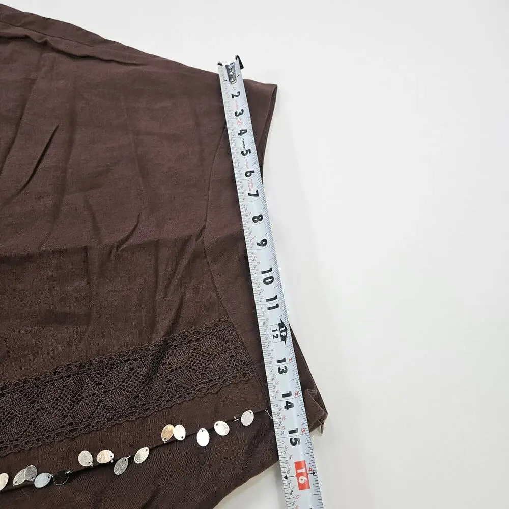 Y2k Linen Blend Skirt Fairycore Sequin Festival Core Boho - Size 10 - Picture 7 of 7